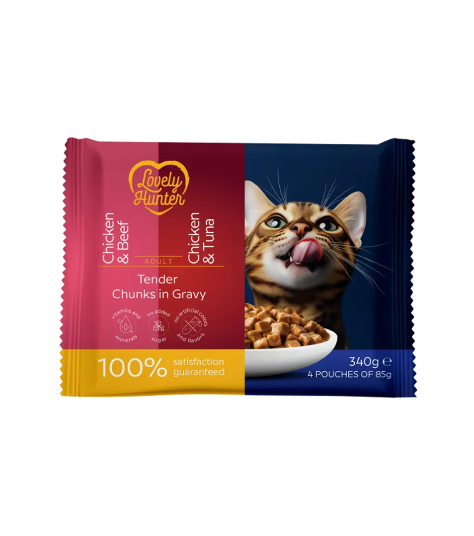 LOVELY HUNTER cat adult KAPSIČKA wet set 4 x 85 g