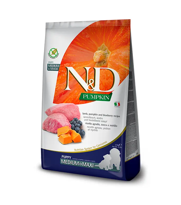 Farmina N&D dog PUMPKIN (GF) puppy medium & maxi, lamb & blueberry 12 kg