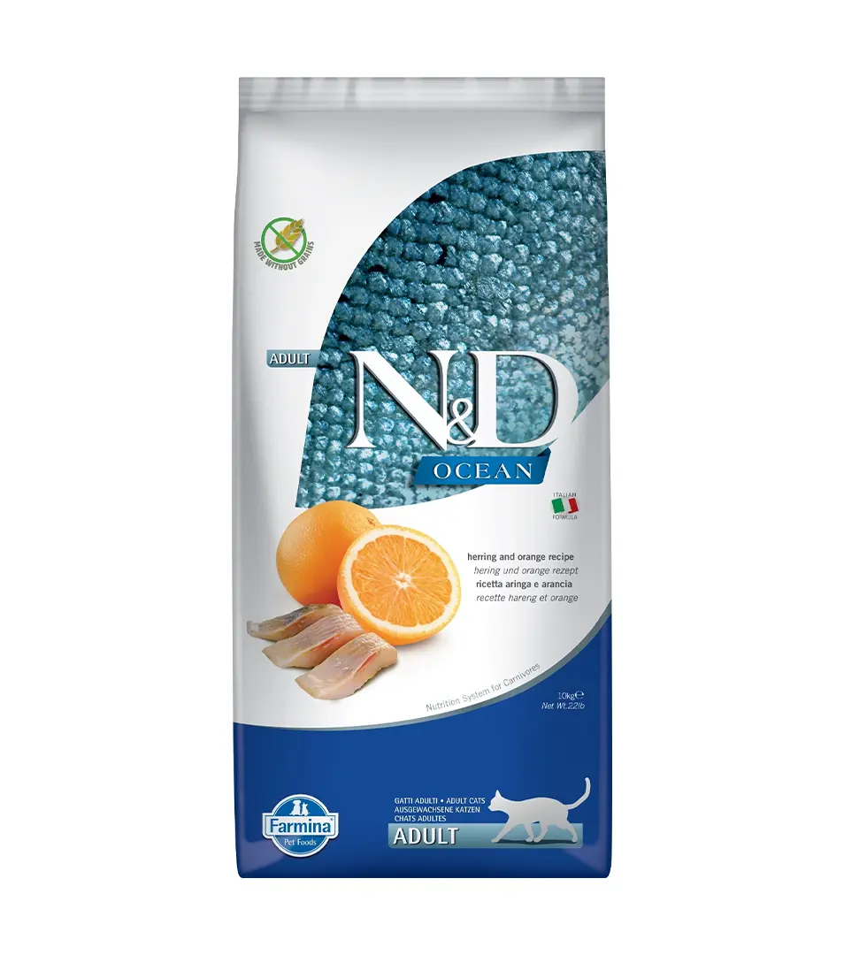 Farmina N&D cat OCEAN (GF) adult, herring & orange 10 kg