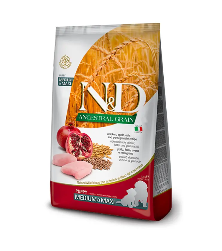 Farmina N&D dog AG puppy medium & maxi, chicken, spelt, oats & pomegranate 12 kg