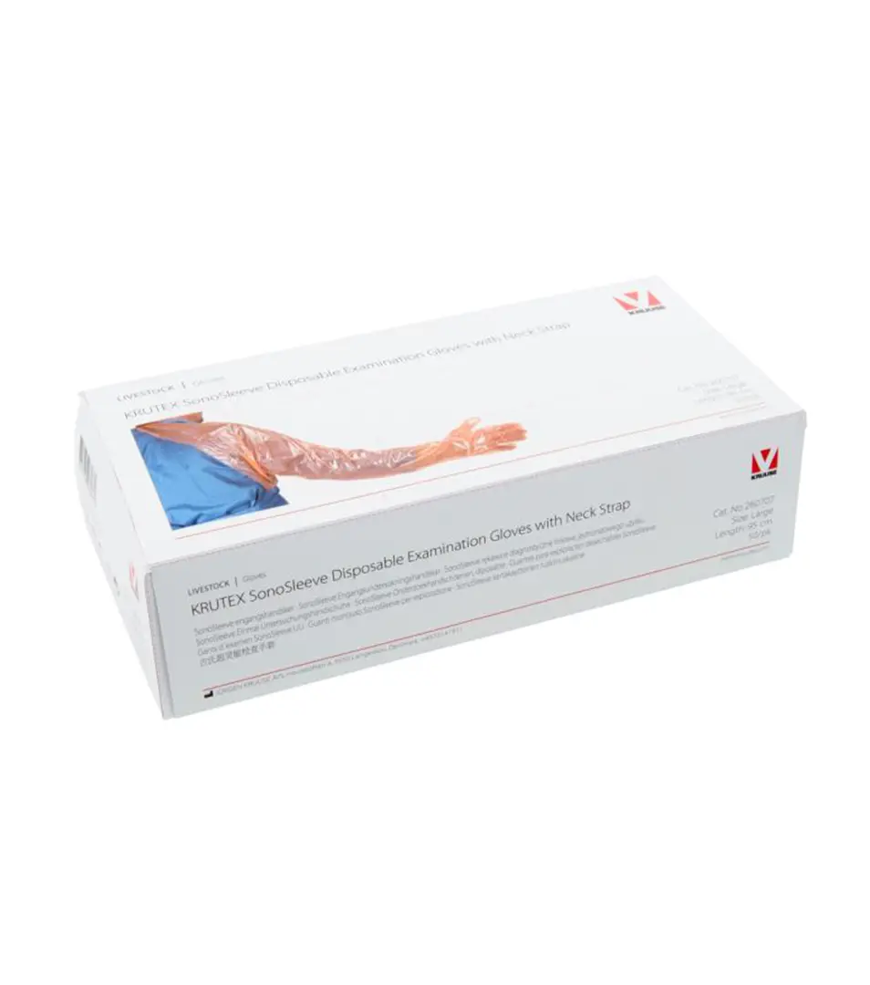 Rukavice vyšetrovacie KRUTEX SonoSleeve s náramenníkom, oranžové 90 cm, 50 ks