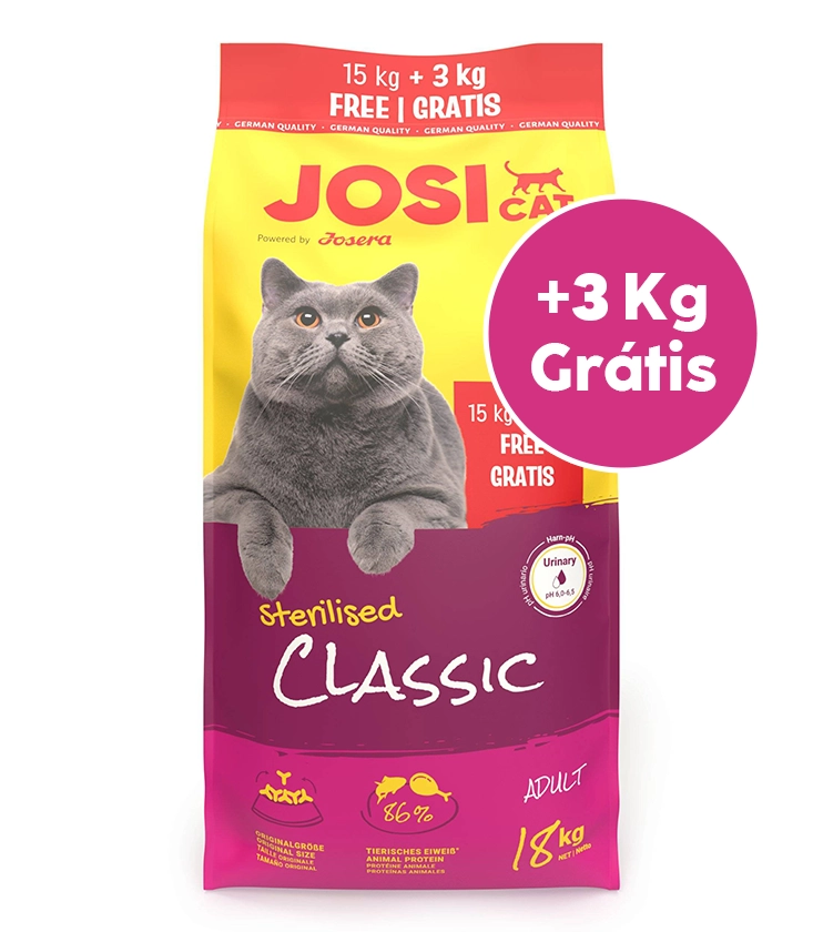 JosiCat Cat Sterilised Classic 15 kg + 3 kg