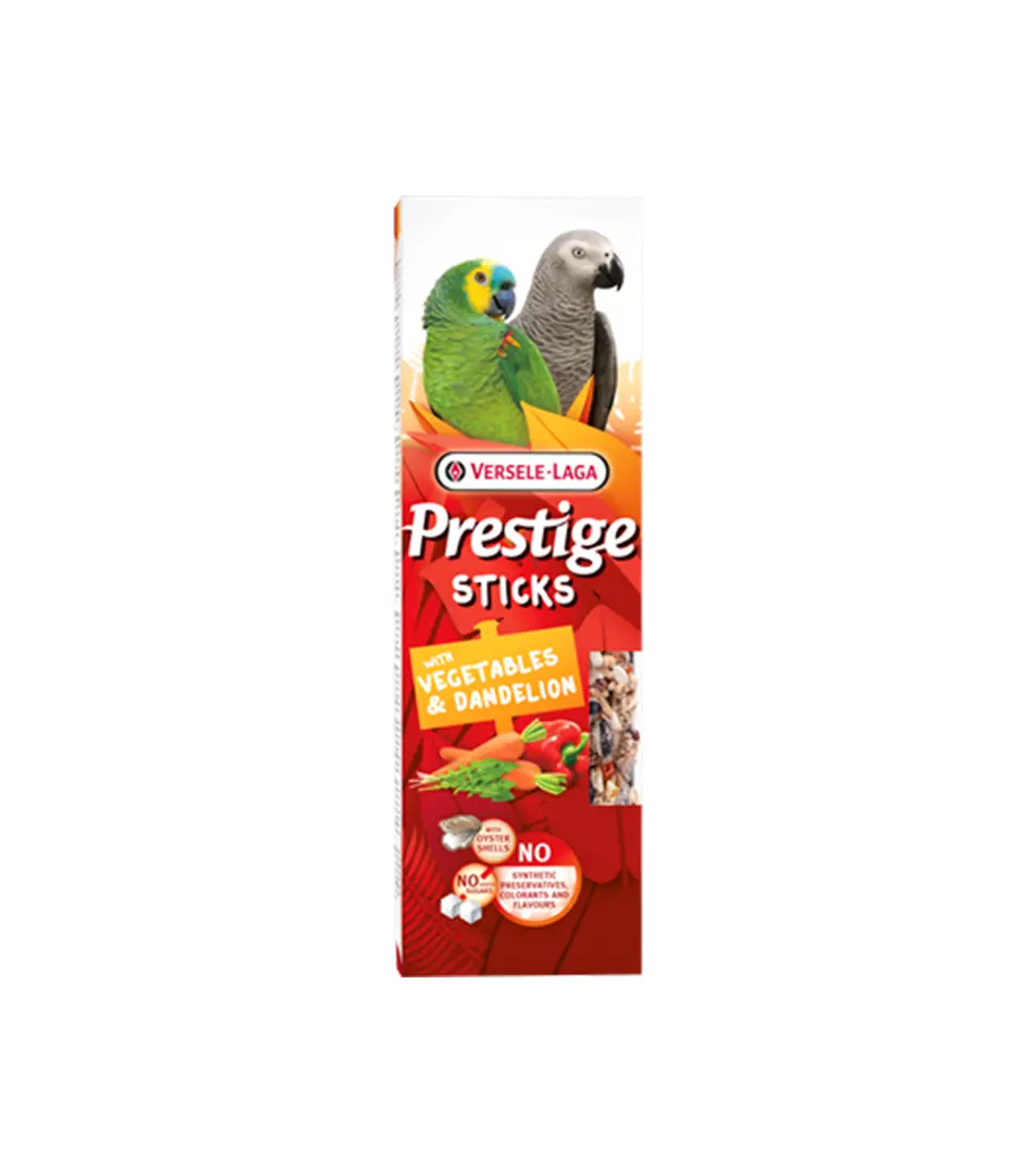 Pamlsok VL Prestige Sticks Parrots with Vegetables & Dandelion 2 ks- tyčiky pre veľké papagáje so zeleninou a púpavou 140 g