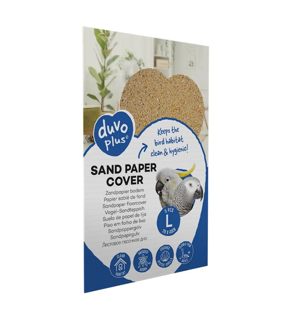 Podložka DUVO+ z brúsneho papiera do vtáčej klietky L 5 ks/bal. 28 x 43 cm