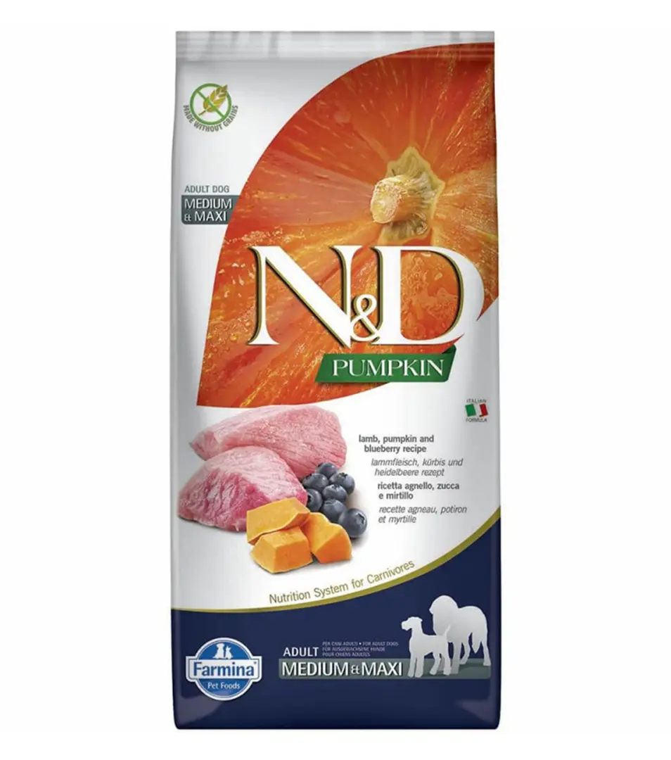 Farmina N&D dog PUMPKIN (GF) adult medium & maxi, lamb & blueberry 12 kg