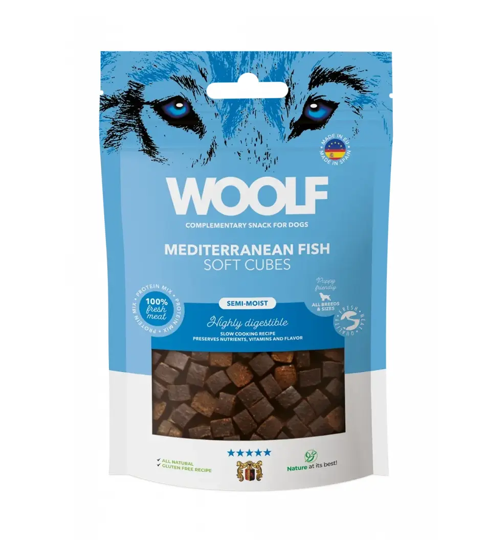 Pamlsok Woolf Dog Soft Cubes Mediterranean Fish 100 g
