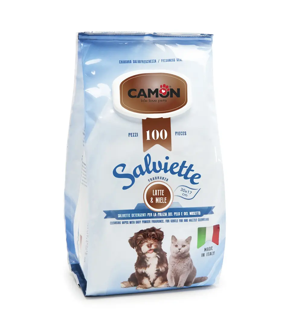 Vlhčené utierky na zvieratá Camon 100 ks, rôzne vône
