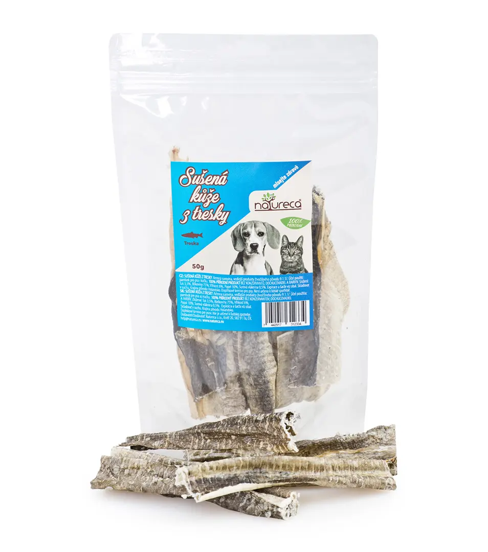 Sušená koža z tresky 10-15 cm, 50 g