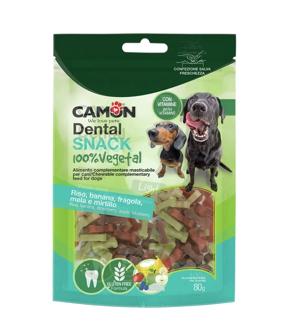 Camon Dental Snack Dog Mini Bones - Ryžové & Ovocné kostičky 80g