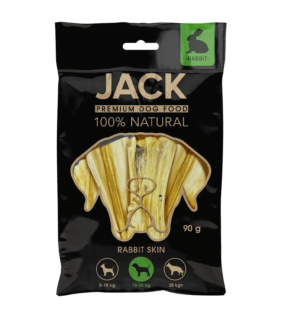 Pamlsok Jack králičia koža 90 g