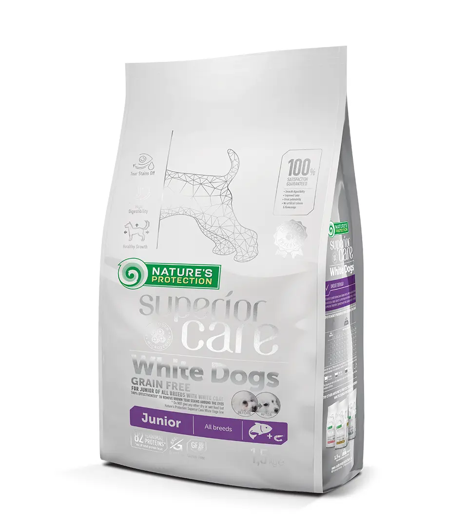 Natures P Superior care white dog GF junior salmon all breed 1,5 kg