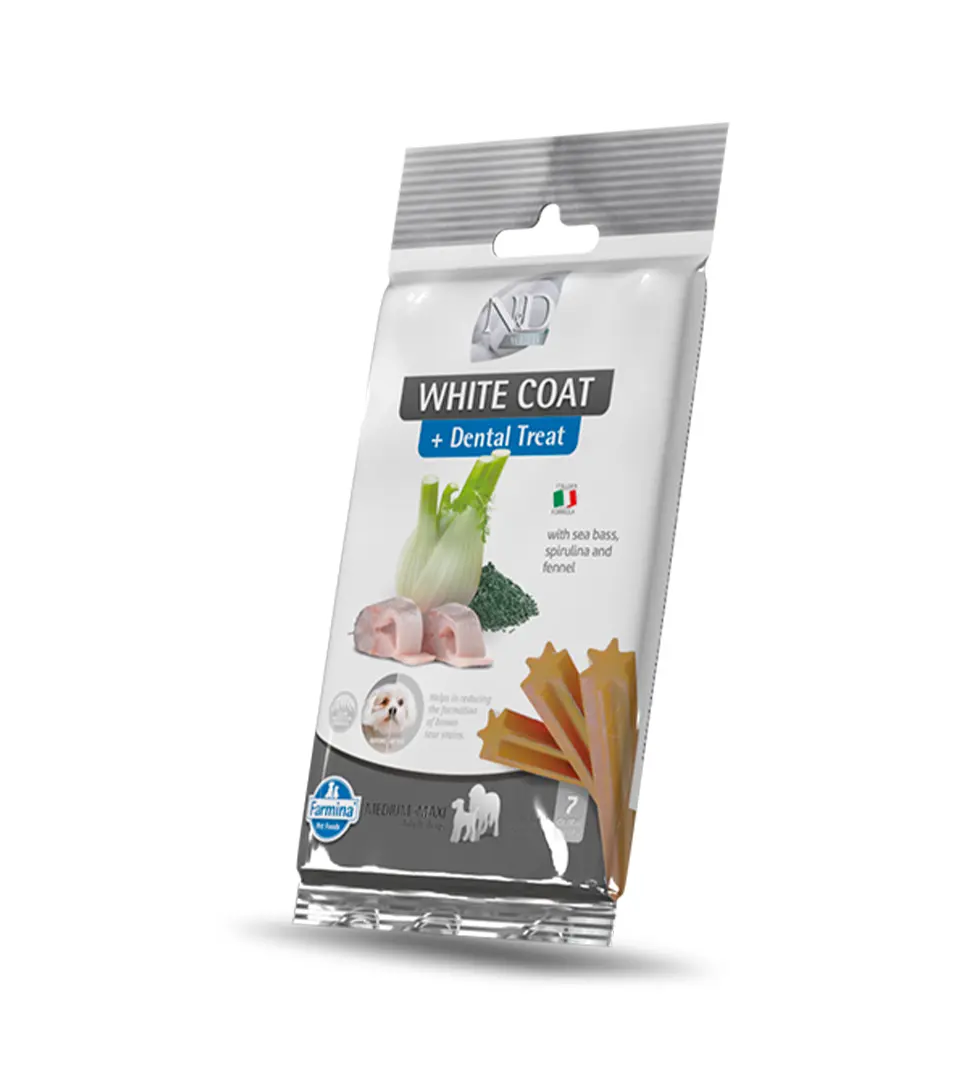 Pamlsok Farmina N&D White Dog Sea Bass Fenn Rice Spiru Adult medium & maxi 110g