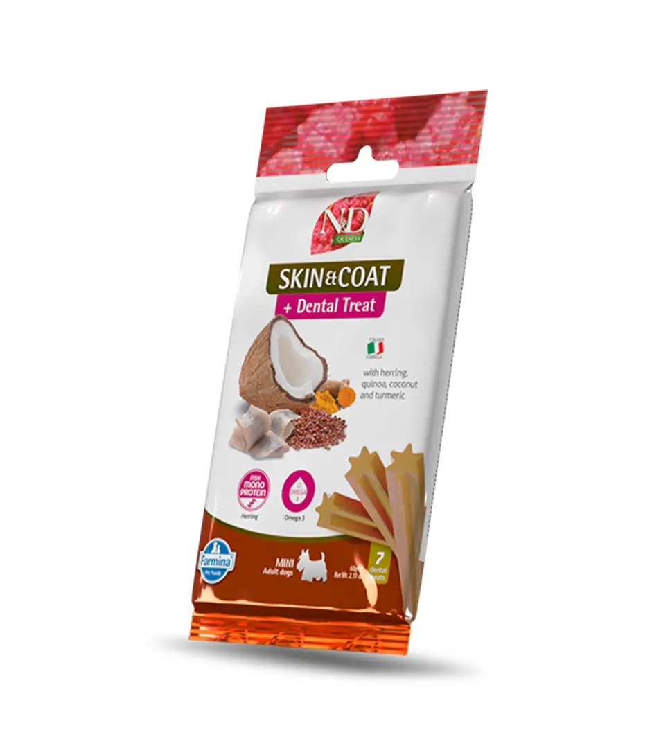 Pamlsok Farmina N&D Quinoa Dog Skin Coat Herring Adult Mini 60g