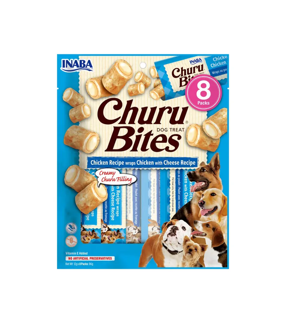 Pamlsok Inaba Churu Bites dog Kura so syrom 8 túb 96 g