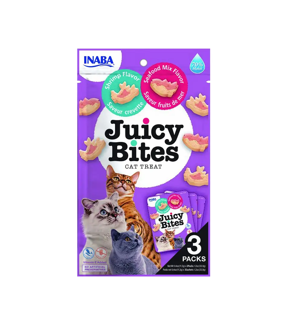 Pamlsok Inaba Juicy Bites cat Krevety & Plody mora 3 x 11,30 g