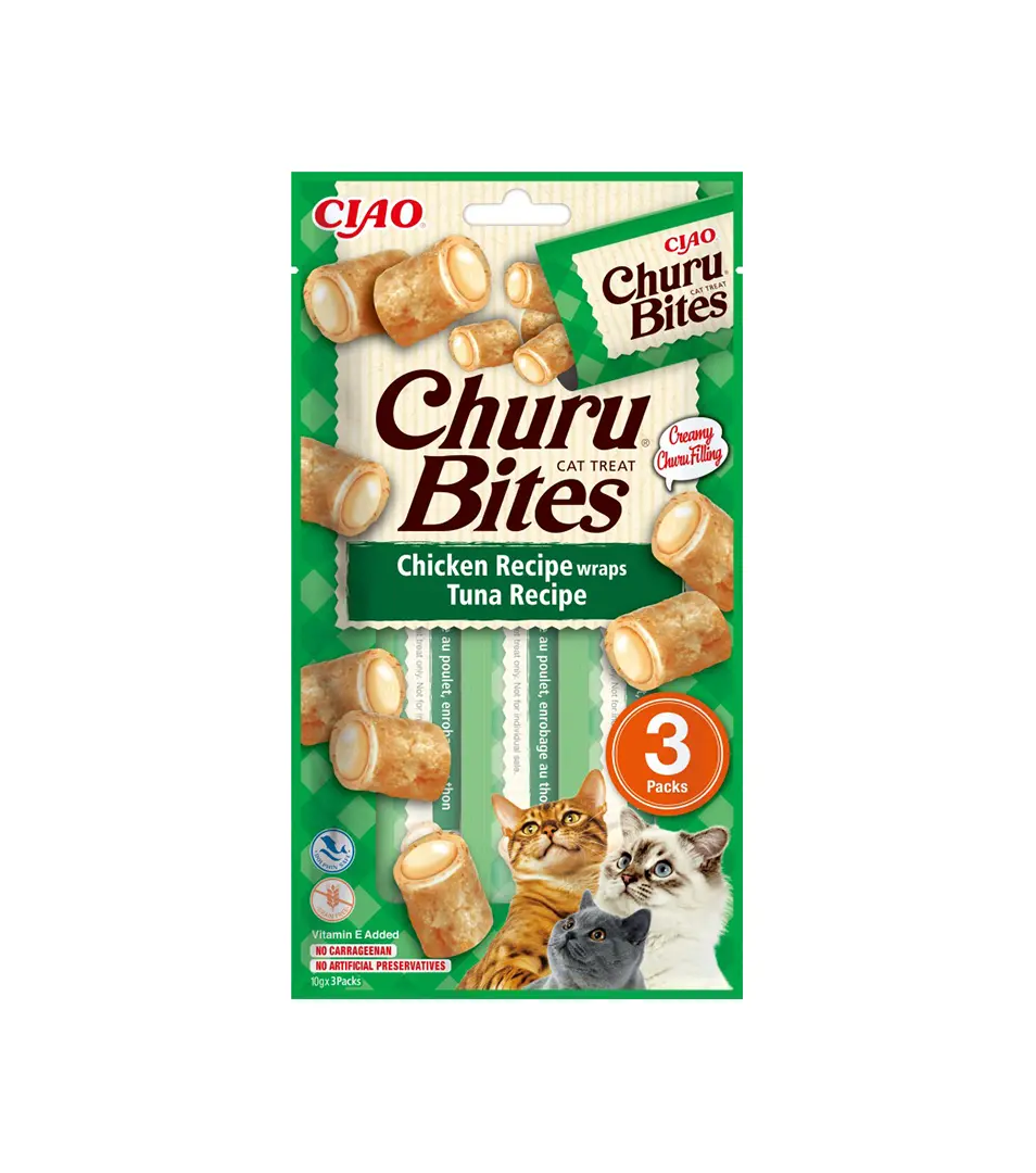 Pamlsok Inaba Churu Bites cat Kura s tuniakom 3 tuby 30 g