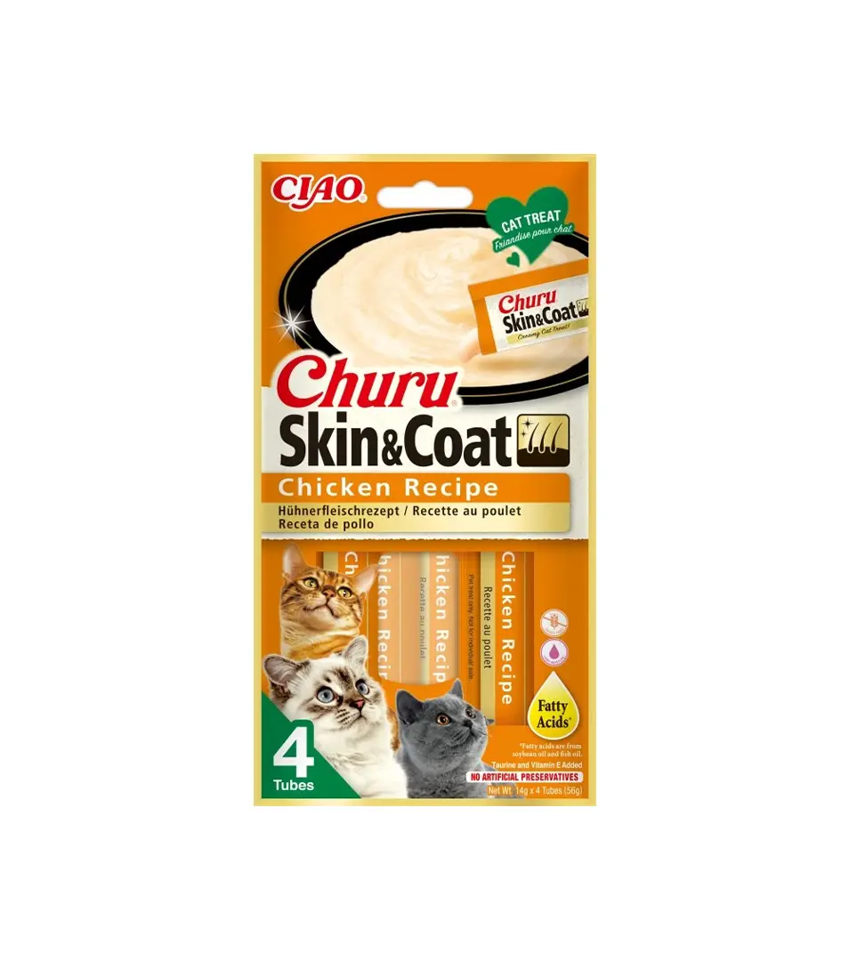 Pamlsok Inaba Churu Skin & Coat cat Kura 4 tuby 56 g