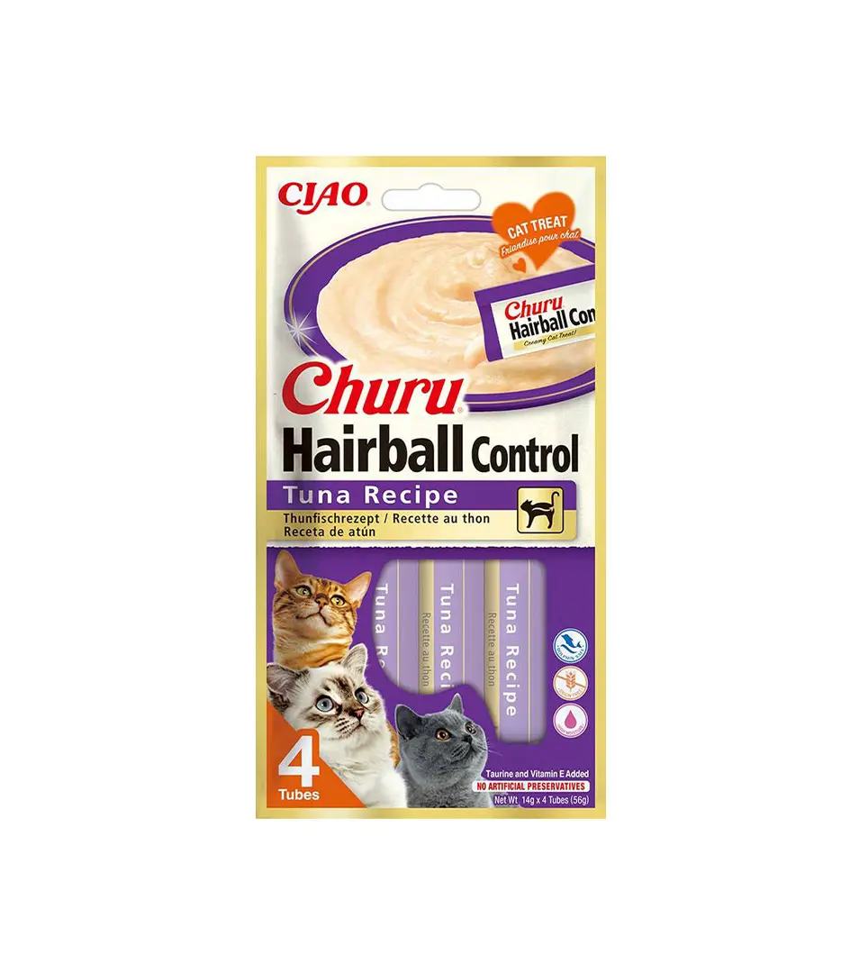 Pamlsok Inaba Churu Hairball cat Tuniak 4 tuby 56 g
