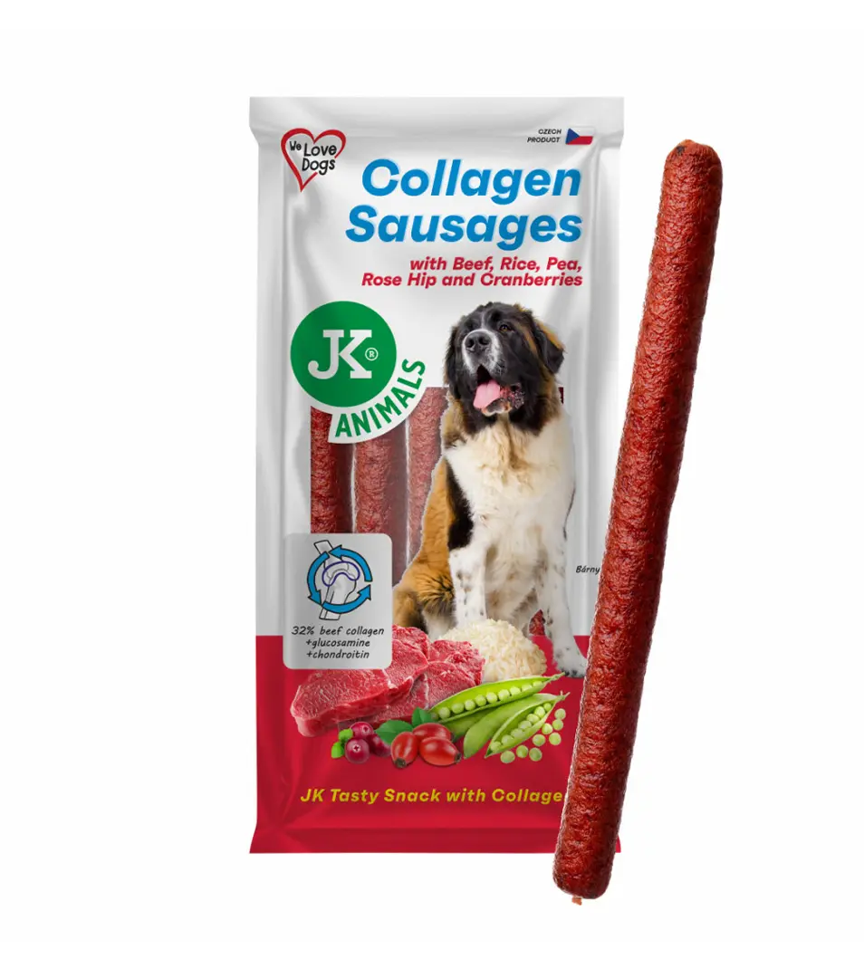 Klobásy s hovädzím, kolagénom, ryžou, hrachom, šípkom a brusnicami, 6 ks