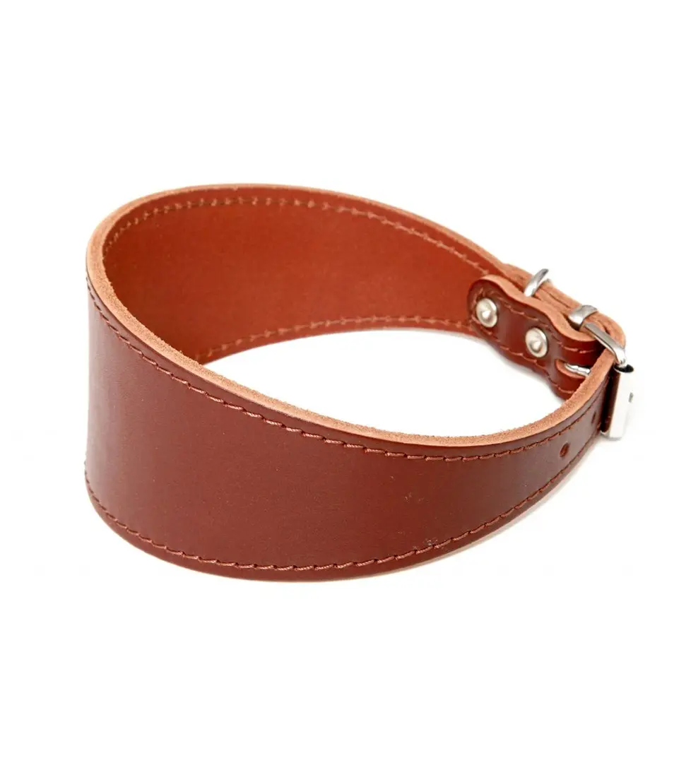 BAFPET Kožený obojok pre chrty, hladký Farba: Hnedá, Rozmer: 60mm x 47cm /36-44/ | 00121