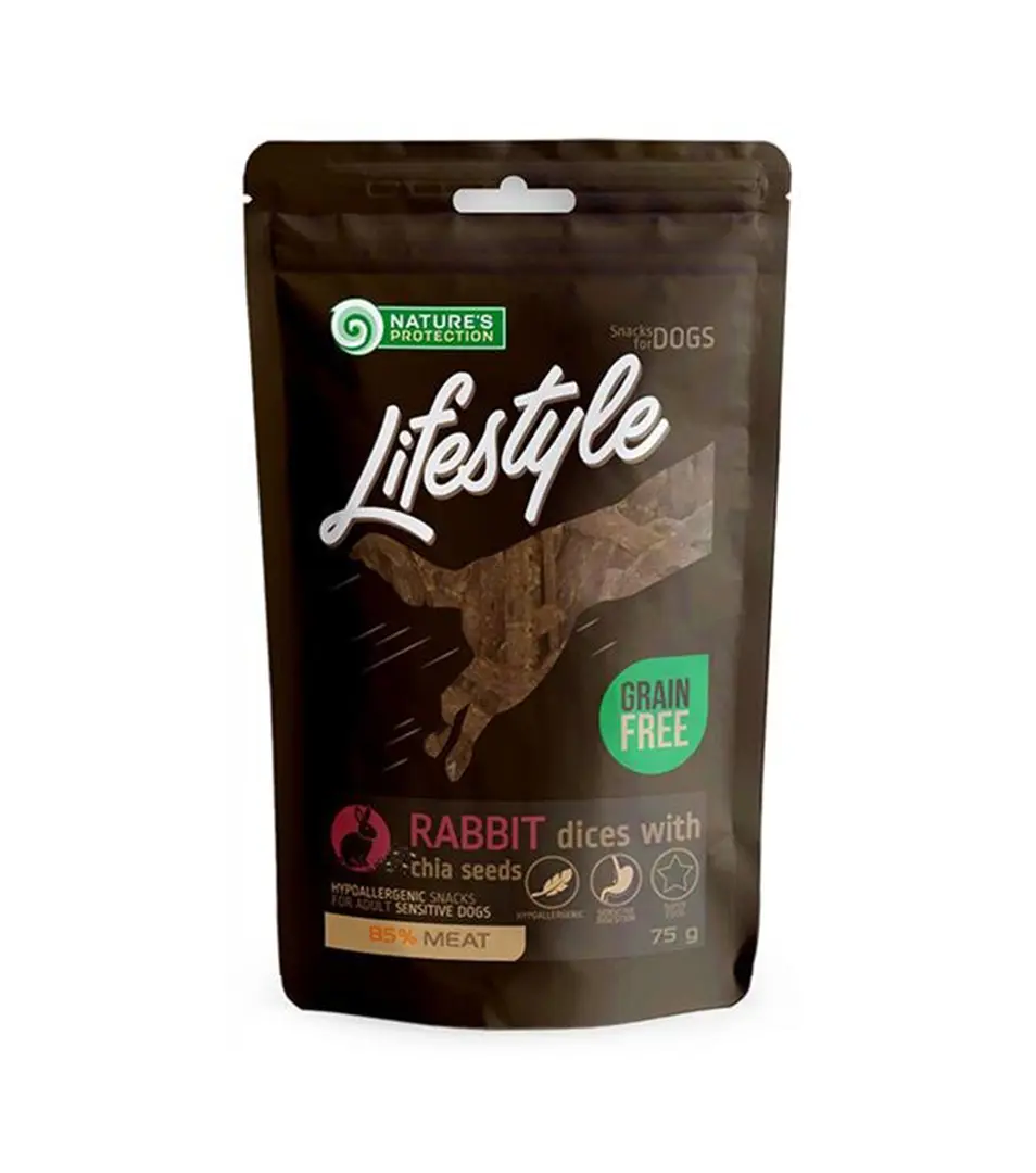Pamlsok Natures P Lifestyle dog soft rabbit dices with chia seeds 75 g