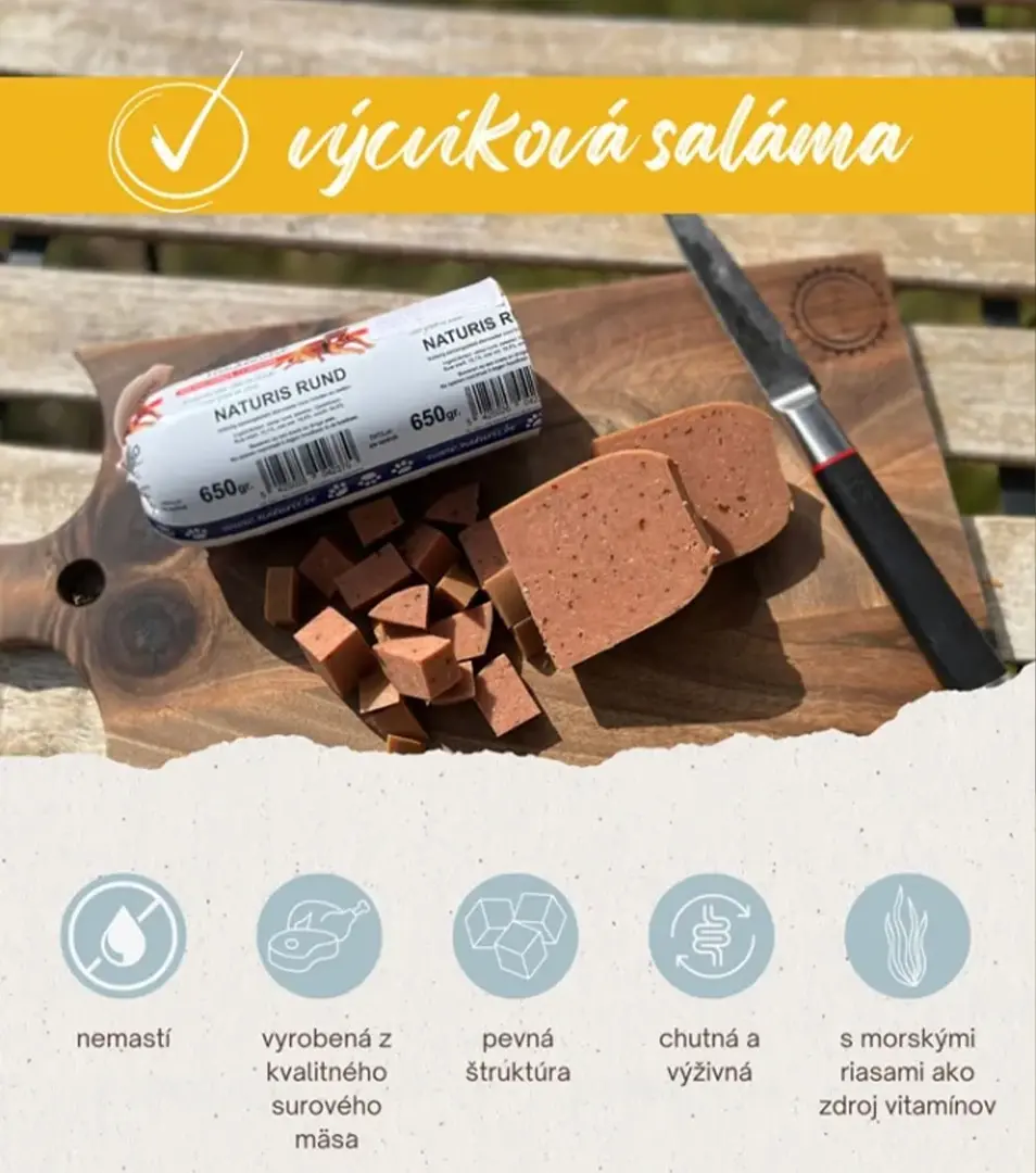 Výcviková saláma NATURIS Houdbaar Zalm kura/losos 650g