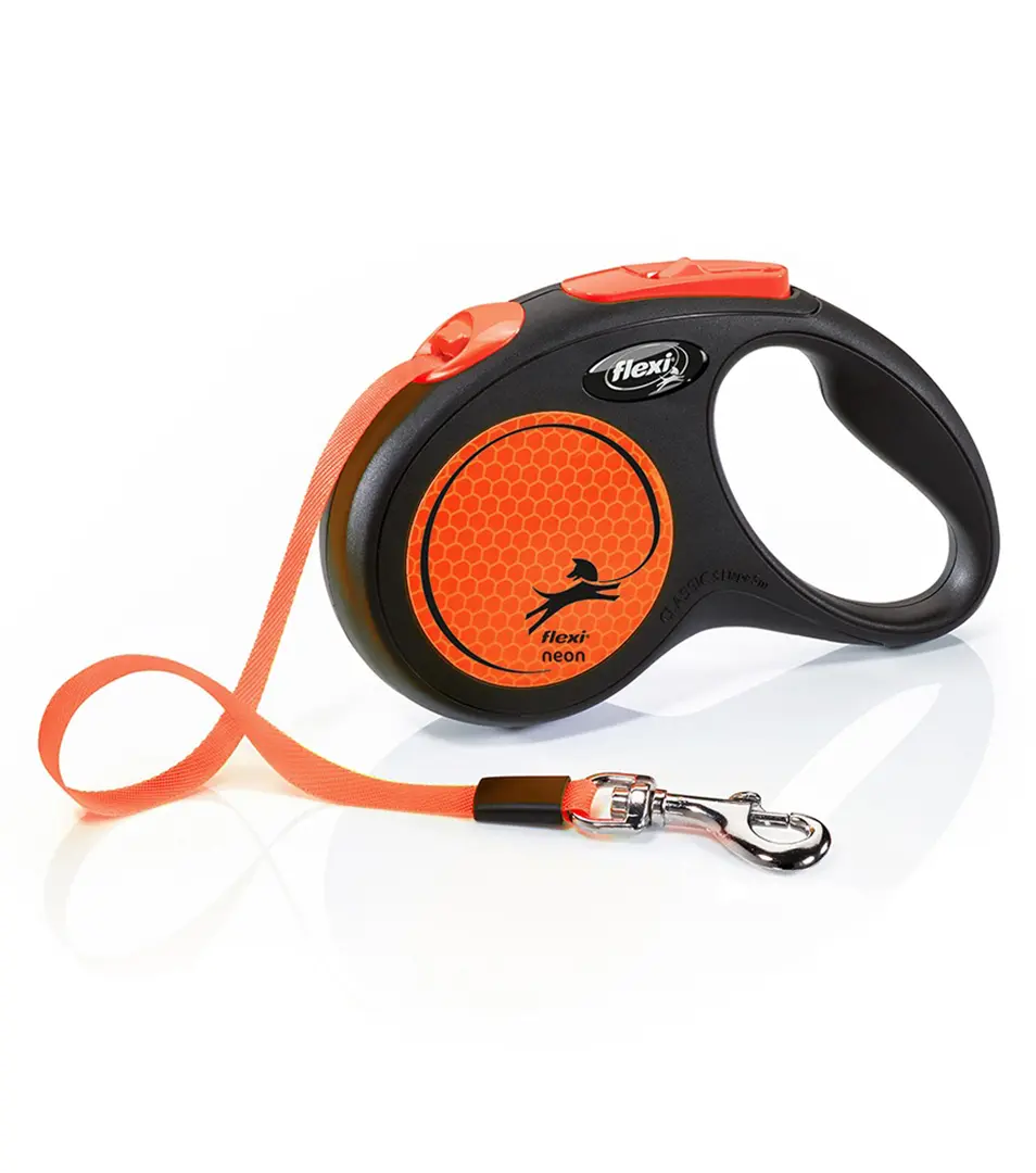 Vodítko Flexi New Neon páska S 5 m oranžové (do 15 kg)