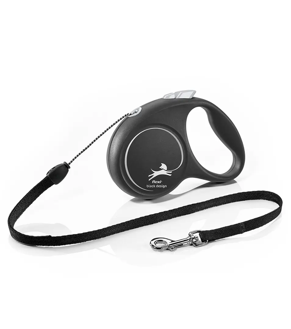 Vodítko Flexi Black Design lanko S 5 m čierne (do 12 kg)