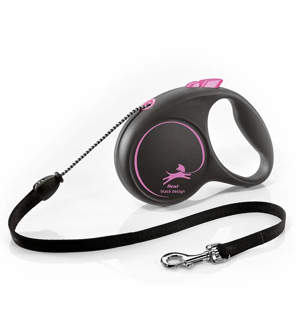Vodítko Flexi Black Design lanko M 5 m ružové (do 20 kg)