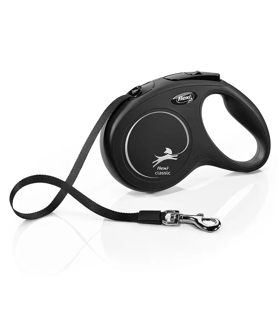 Vodítko Flexi Classic NEW páska M 5 m čierne (do 25 kg)