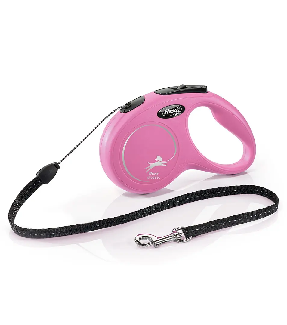 Vodítko Flexi Classic NEW lanko S 5 m ružové (do 12 kg)