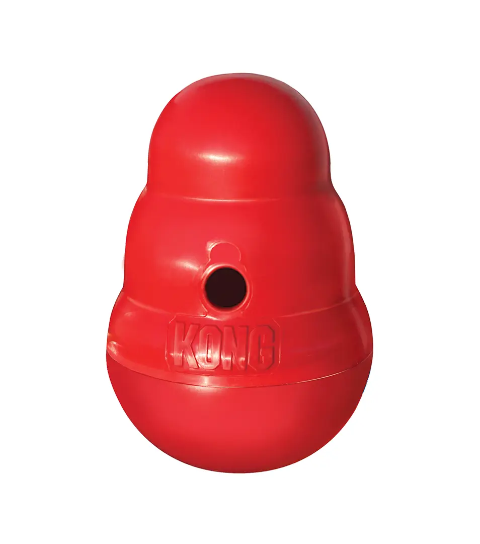 Hračka Kong Dog Wobbler, plniaca, červená, plast, S