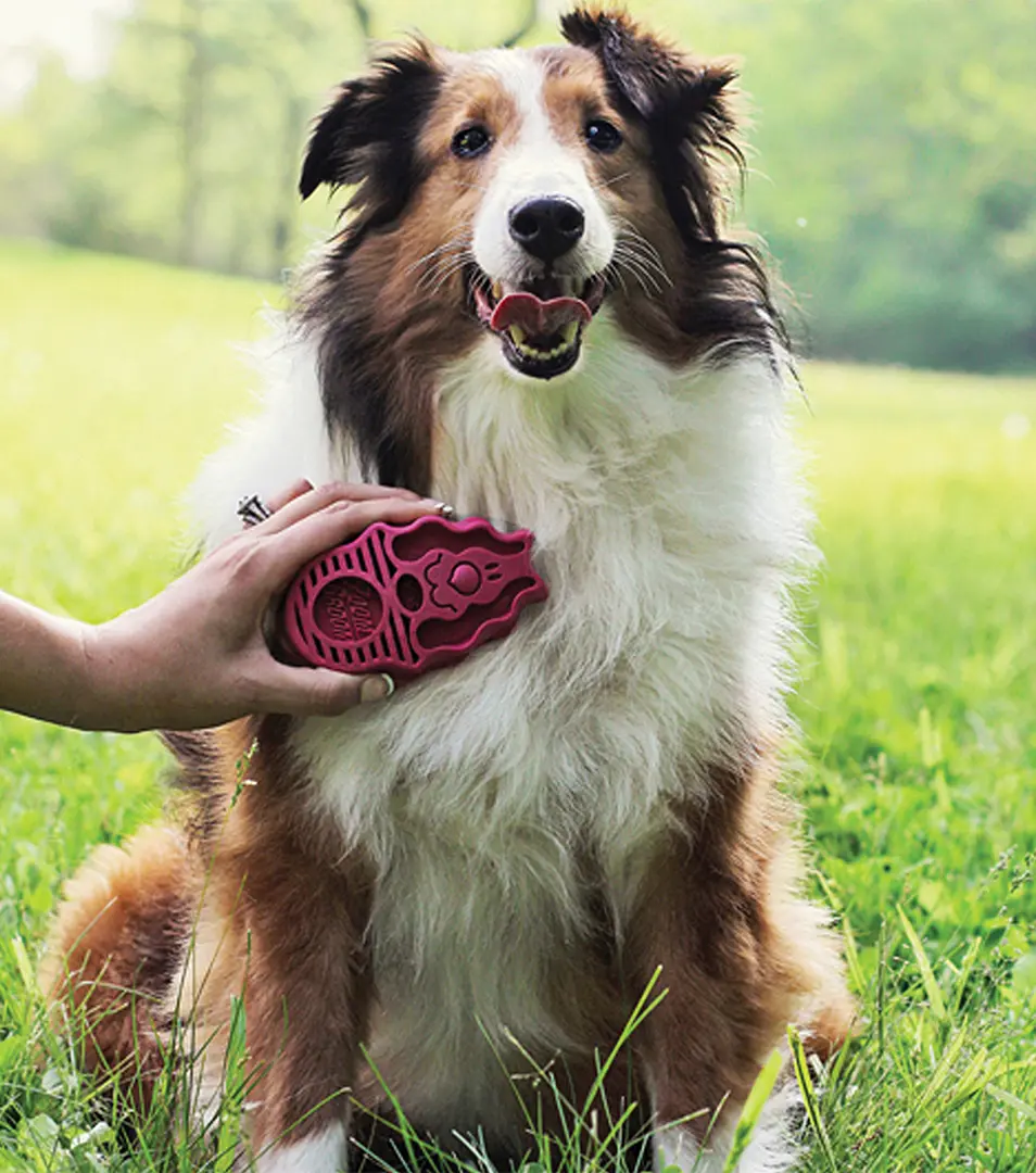 Hrebeň Kong gumový ZoomGroom ružový L - 11,5 × 7 × 2,5 cm