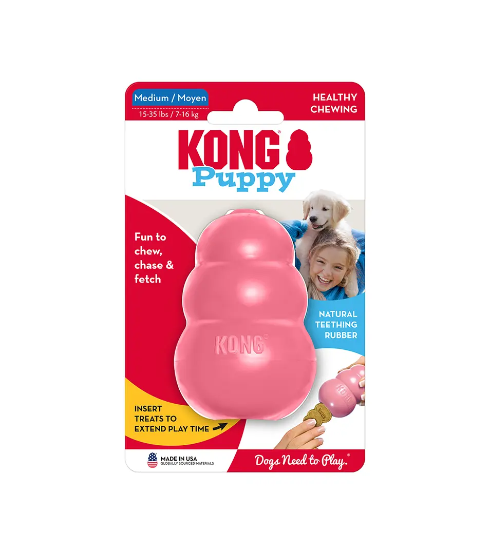 Hračka Kong Dog Puppy Granát modrý/ružový, guma prírodná, M 7-16 kg