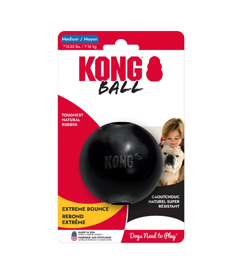 Hračka Kong Dog Extreme Lopta čierna, guma prírodná, M/L 13-30 kg