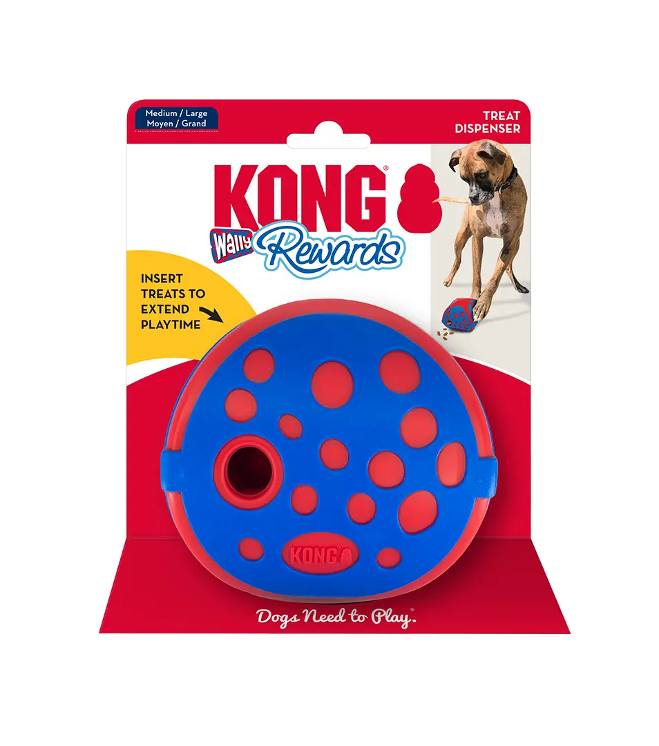 Hračka Kong Dog Rewards Lopta plniaca, červená/modrá, guma termoplastická,M/L