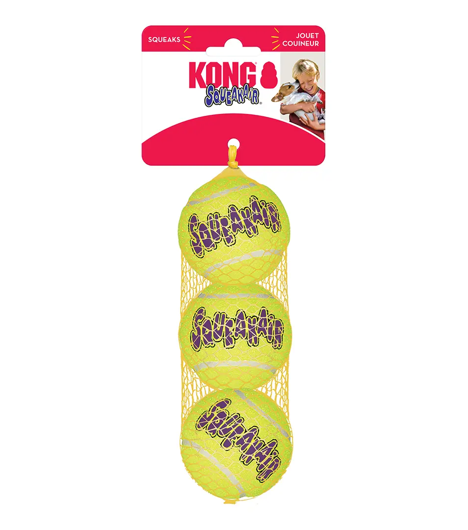 Hračka Kong Dog SqueakAir Lopta s pískatkom tenis, guma vulkanizovaná, M (3ks/bal.)