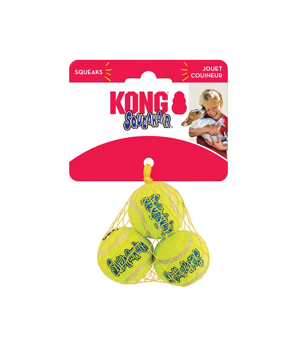 Hračka Kong Dog SqueakAir Lopta s pískatkom tenis, guma vulkanizovaná, XS (3ks/bal.)