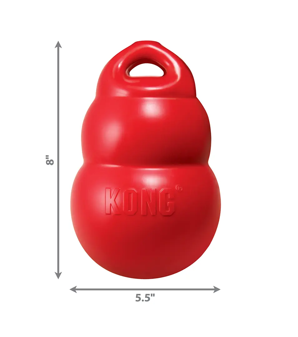Hračka Kong Dog Bounzer Granát s úchytom, aportovací, červený, guma, L