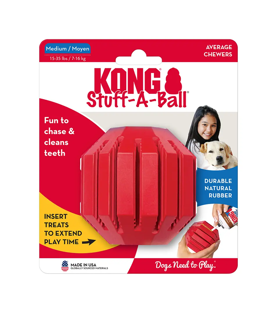 Hračka Kong Dog Dental Lopta plniaca, červená, guma prírodná, M