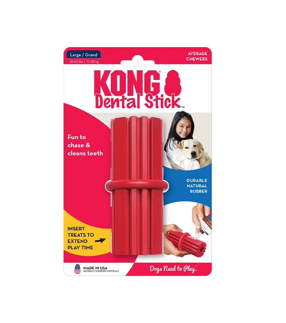 Hračka Kong Dog Dental Tyč, plniaca, červená, guma prírodná, L