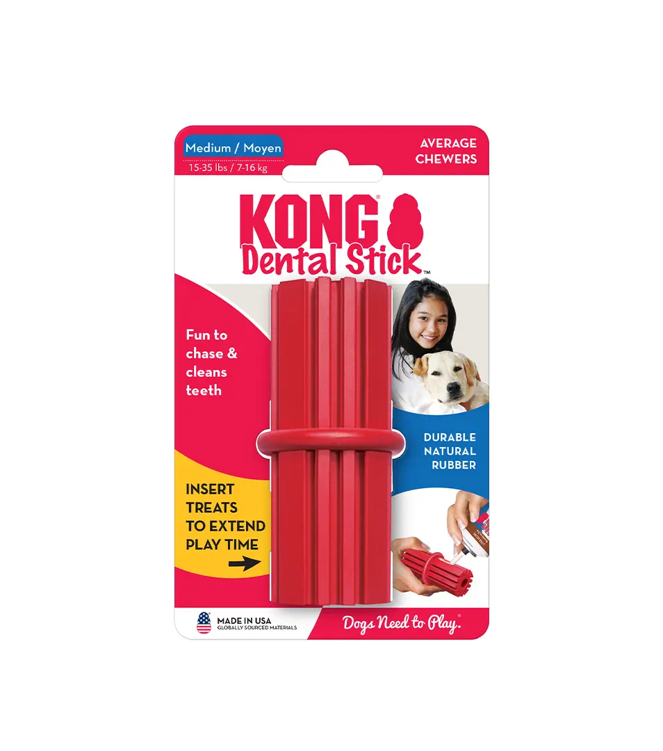 Hračka Kong Dog Dental Tyč, plniaca, červená, guma prírodná, M