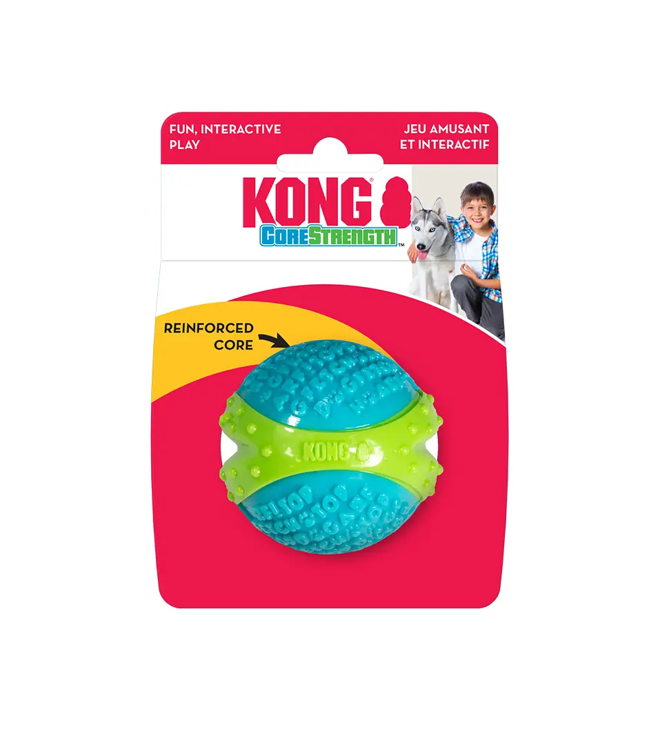 Hračka Kong Dog Corestrength Lopta, zeleno-modrá, guma, L - 7 cm