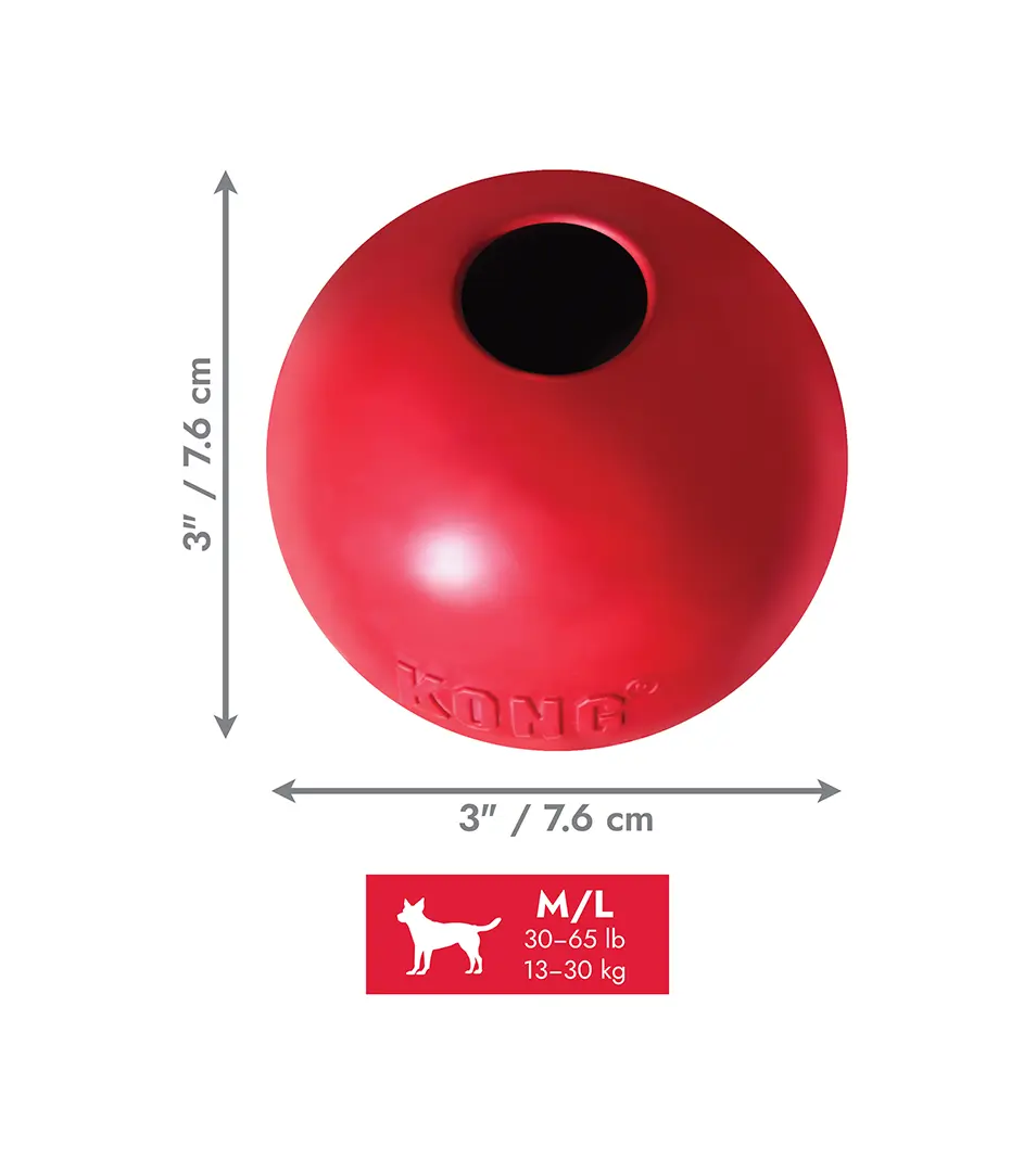 Hračka Kong Dog Classic Lopta červená, guma prírodná, M/L 13-30 kg