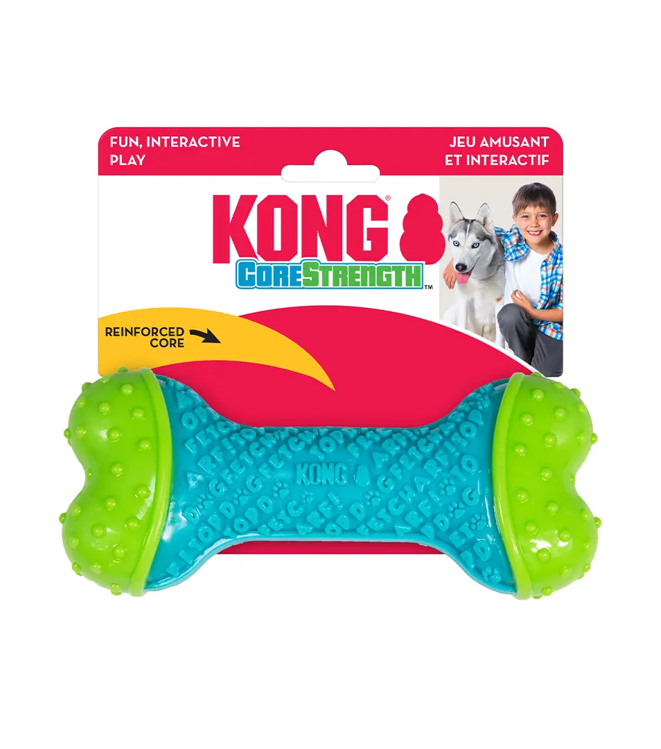 Hračka Kong Dog Corestrength Kosť, zeleno-modrá, guma, M/L