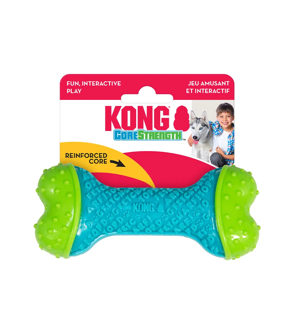 Hračka Kong Dog Corestrength Kosť, zeleno-modrá, guma, S/M
