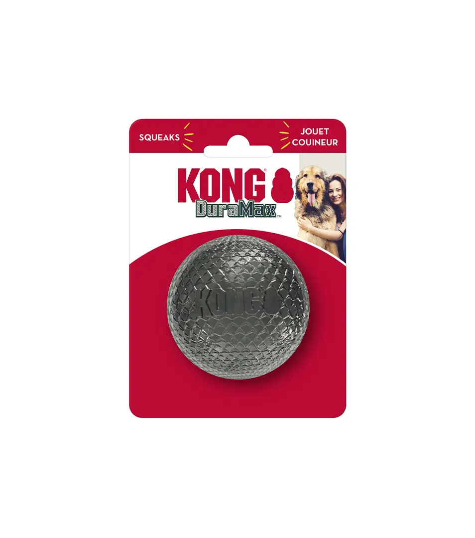 Hračka Kong Dog DuraMax Lopta s pískatkom šedá, guma, M - prieme, 6 cm