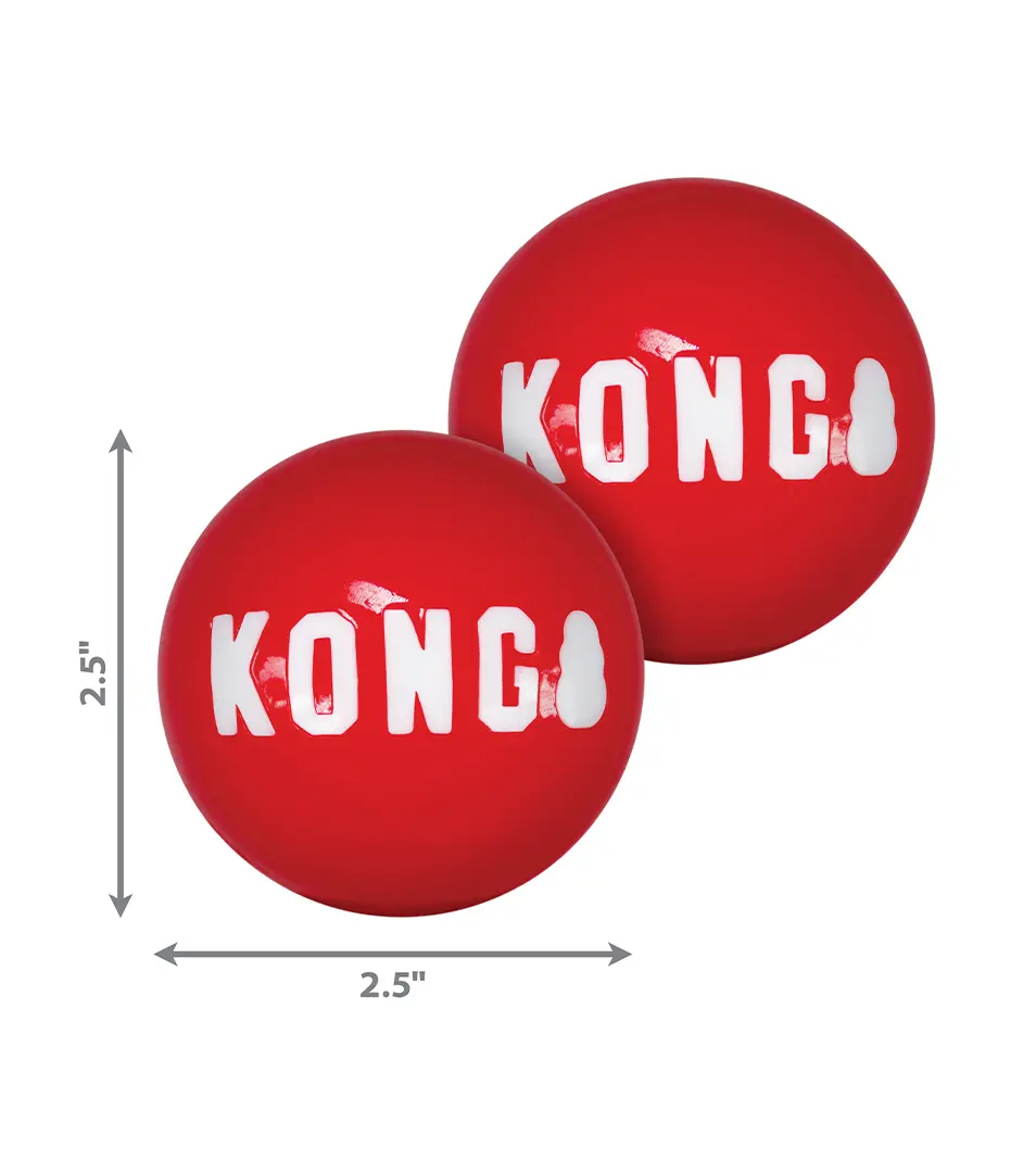 Hračka Kong Dog Signature Lopta červená, guma termoplastická, M (2 ks/ bal.)