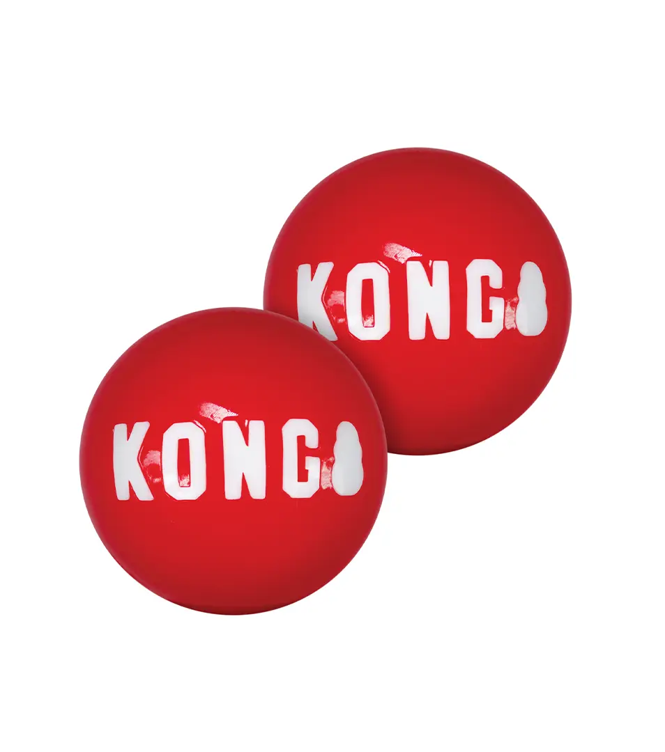 Hračka Kong Dog Signature Lopta červená, guma termoplastická, S (2 ks/ bal.)