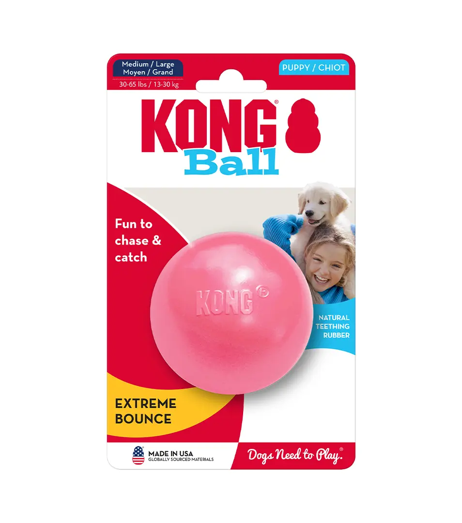 Hračka Kong Dog Puppy Lopta modrá/ružová, guma prírodná, M/L